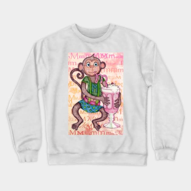 Monkey's Milkshake - mmmm! Crewneck Sweatshirt by micklyn